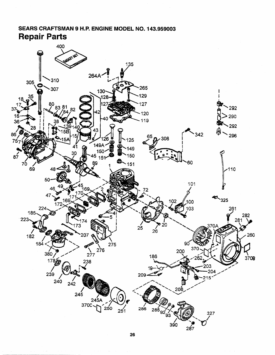 Repair parts | Sears 247.79964 User Manual | Page 26 / 31