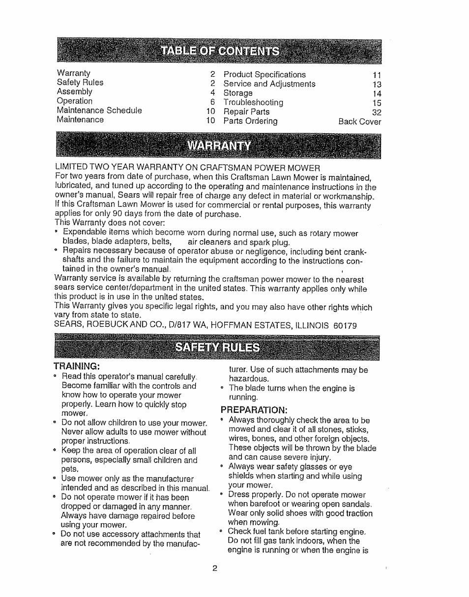 Preparation | Sears EZ3 917.387023 User Manual | Page 2 / 36