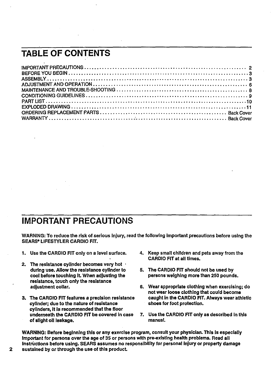 Sears 831.287627 User Manual | Page 2 / 12