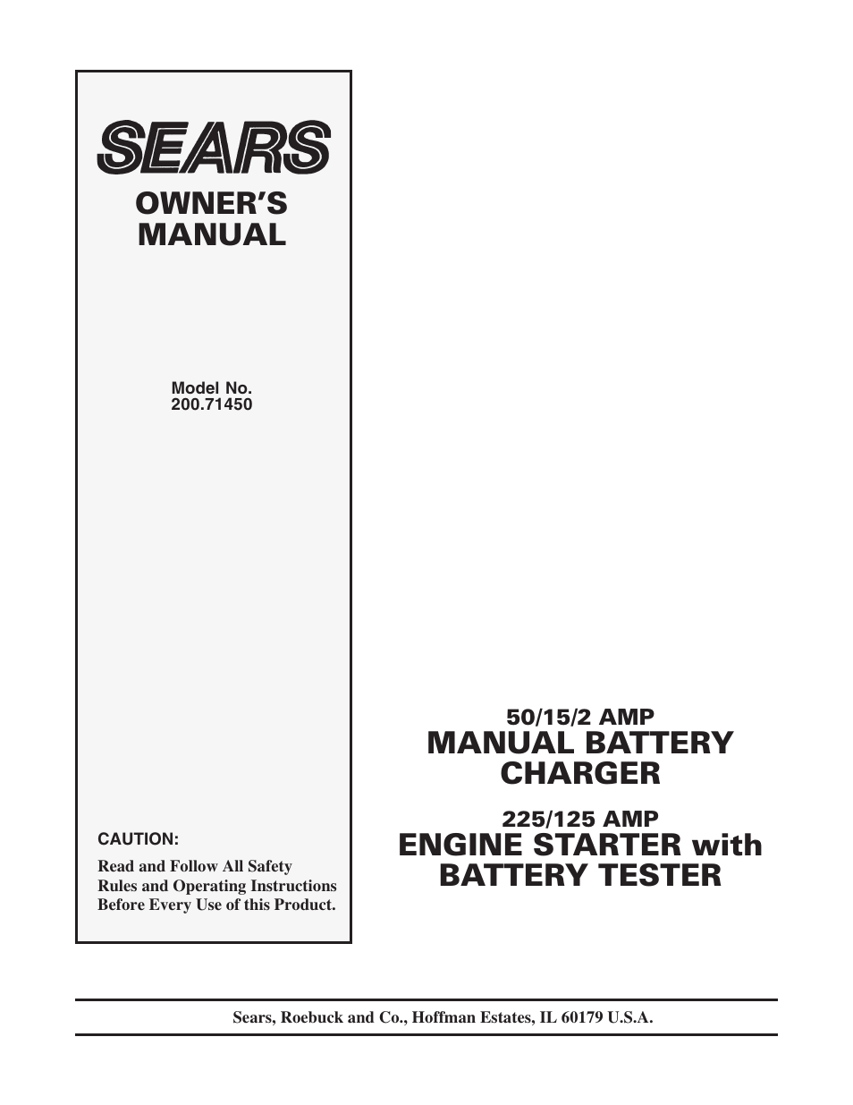 Sears 200.71450 User Manual | 16 pages
