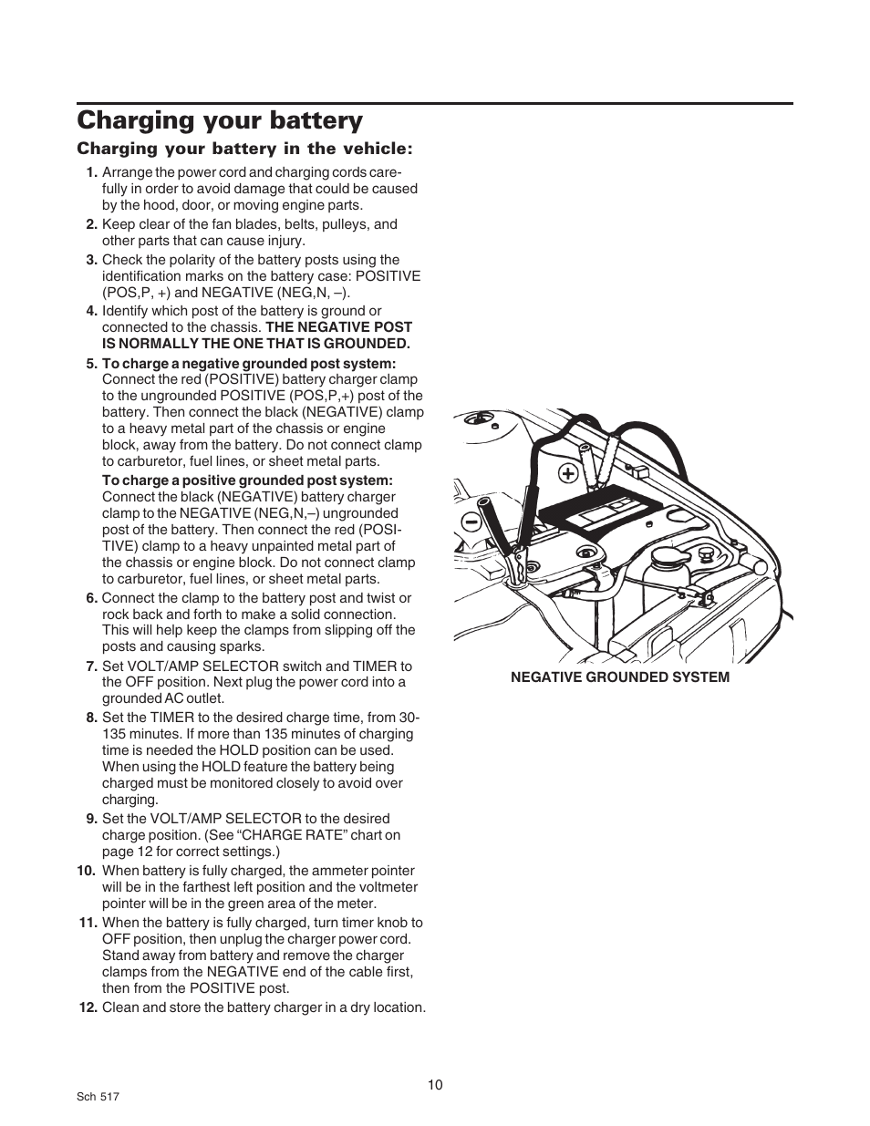 Charging your battery | Sears 200.71450 User Manual | Page 11 / 16