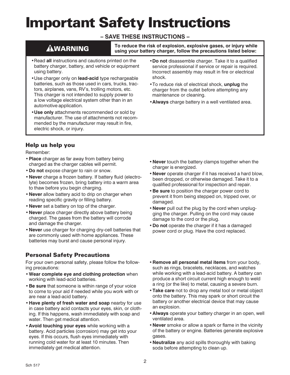 Important safety instructions, Warning | Sears 200.71450 User Manual | Page 3 / 16