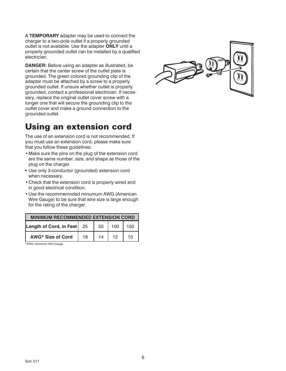 Using an extension cord | Sears 200.71450 User Manual | Page 7 / 16