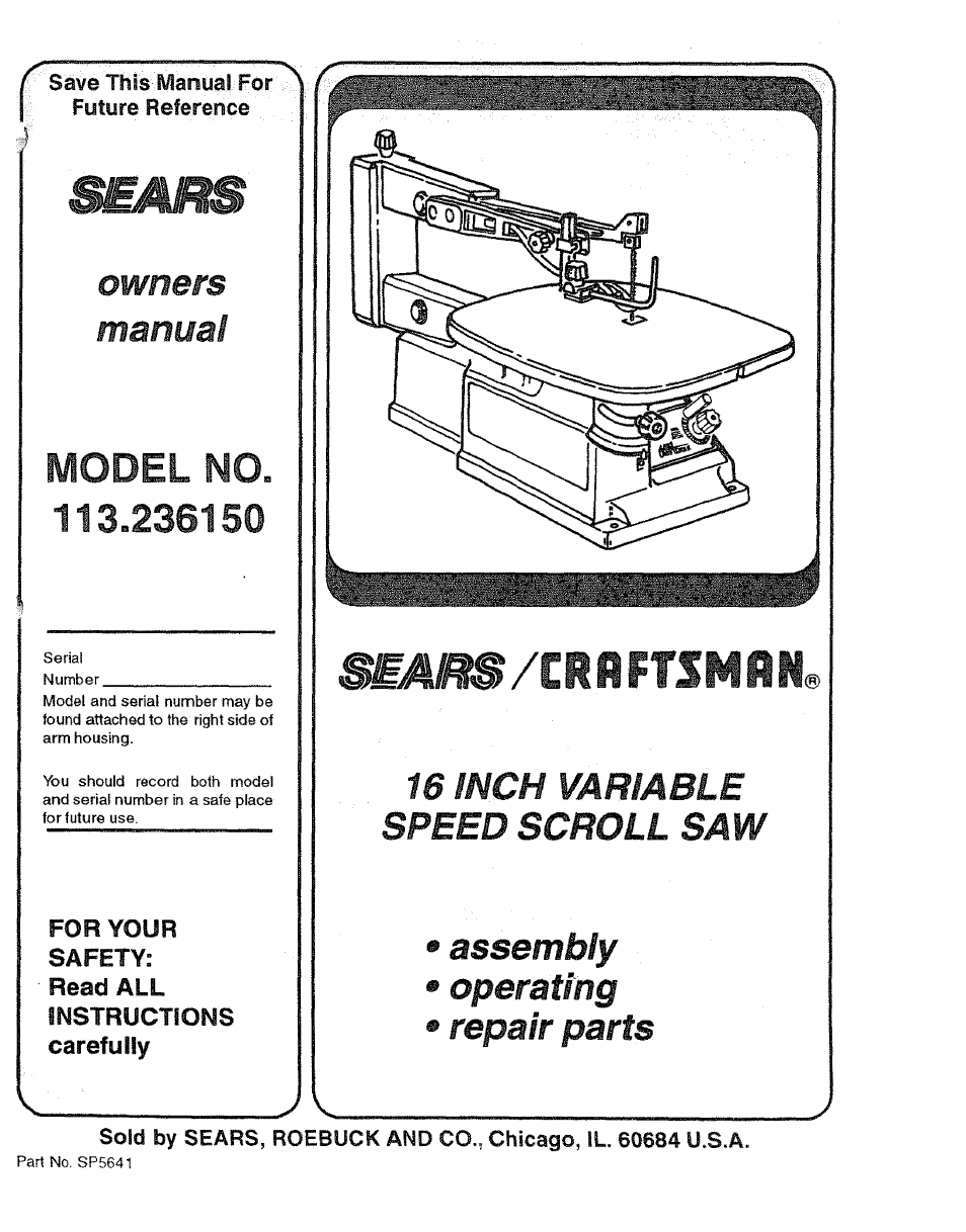 Sears 113.23615 User Manual | 28 pages