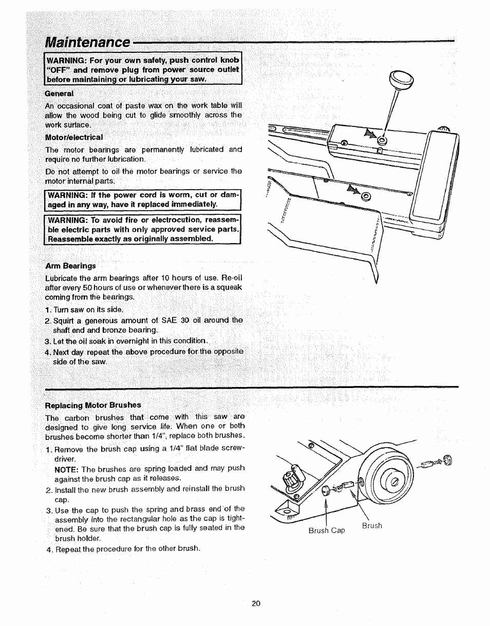 Maintenance | Sears 113.23615 User Manual | Page 20 / 28
