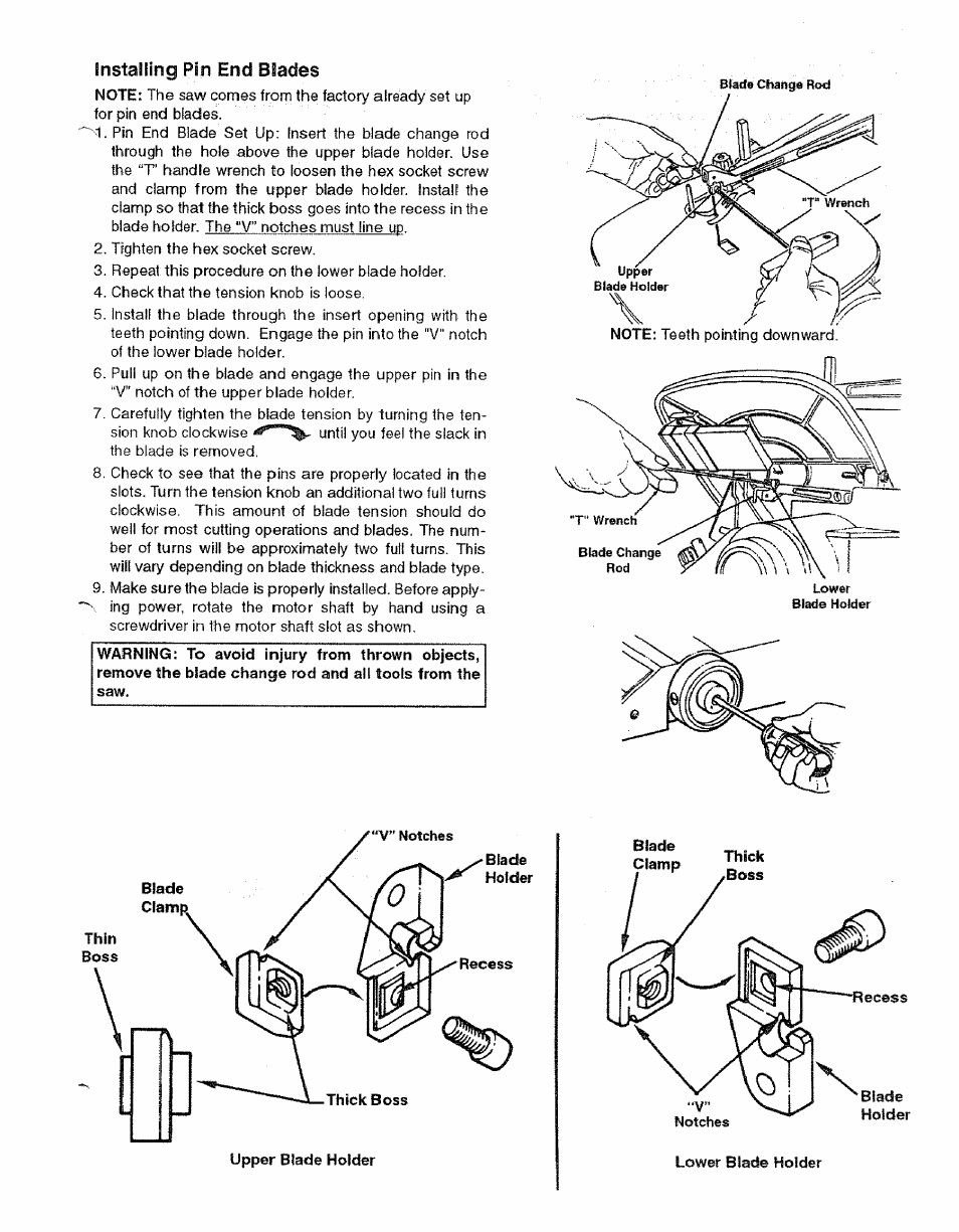 Snstalling pin end blades | Sears 113.23615 User Manual | Page 25 / 28
