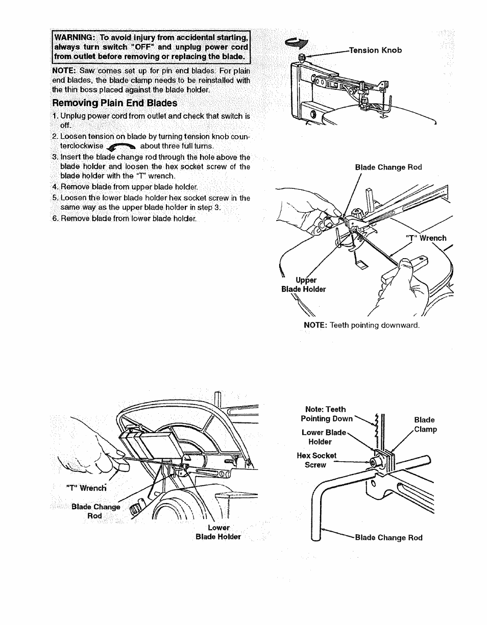 Removing plain end blades | Sears 113.23615 User Manual | Page 26 / 28