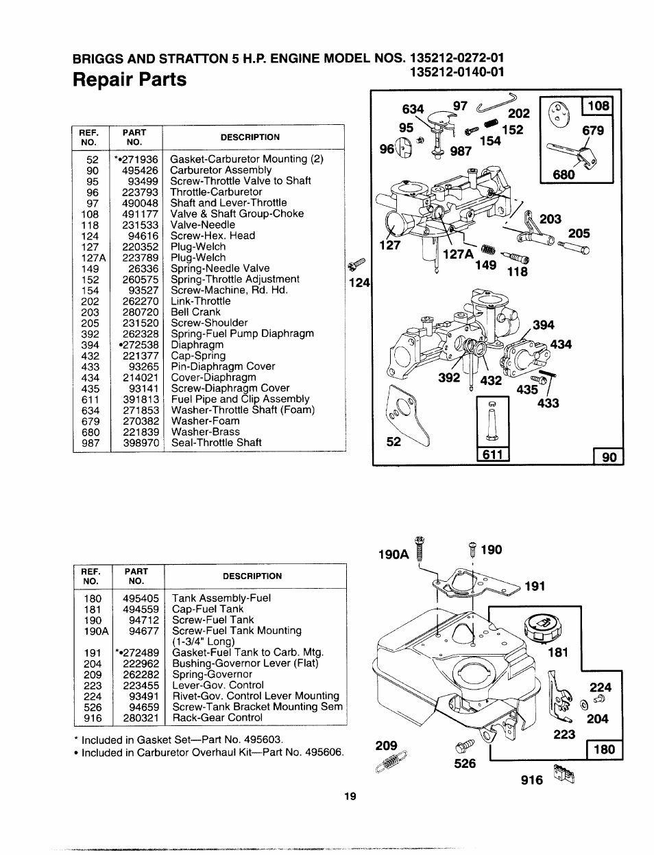 Repair parts | Sears 247.799892 User Manual | Page 19 / 21