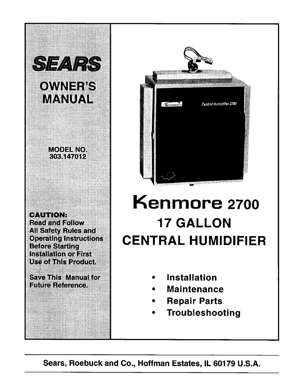 Sears 303.147012 User Manual | 13 pages