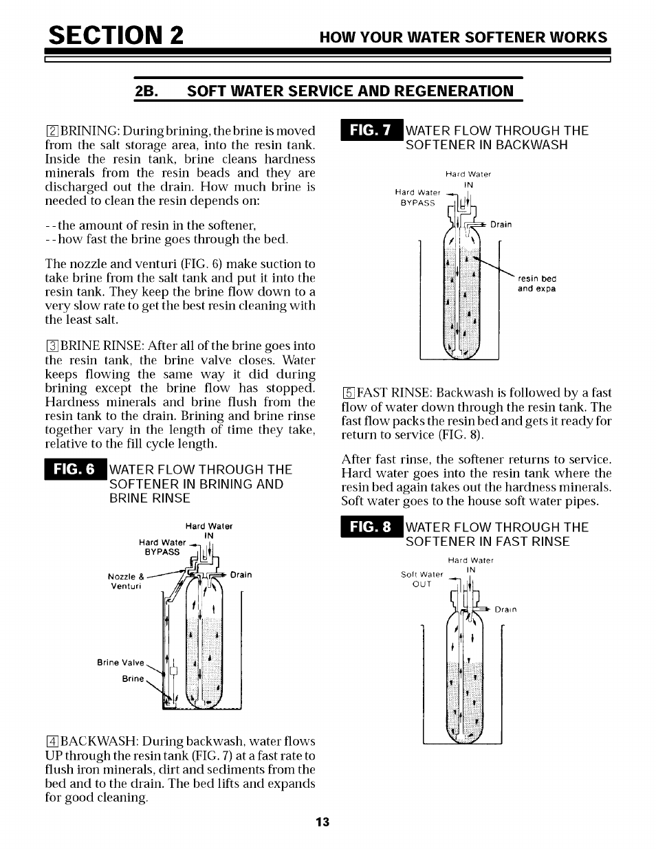 2b. soft water service and regeneration, Fig. 8, 1d 1if | Sears 625.34855 User Manual | Page 13 / 32