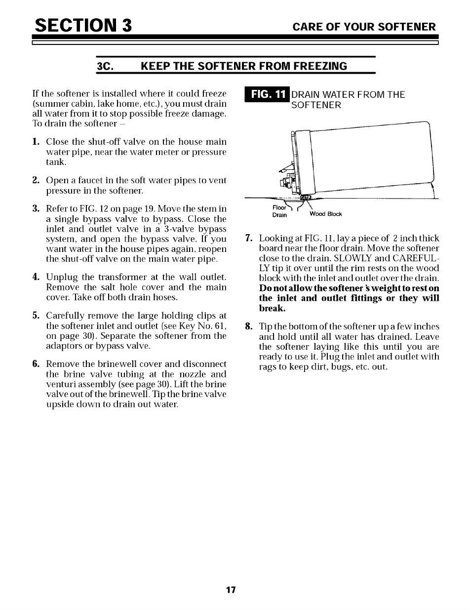 Keep the softener from freezing | Sears 625.34855 User Manual | Page 17 / 32