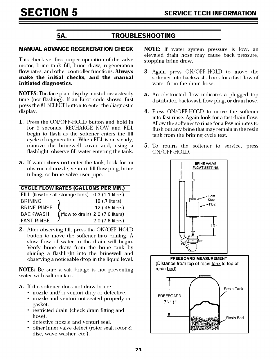 Troubleshooting, Manual advance regeneration check | Sears 625.34855 User Manual | Page 23 / 32