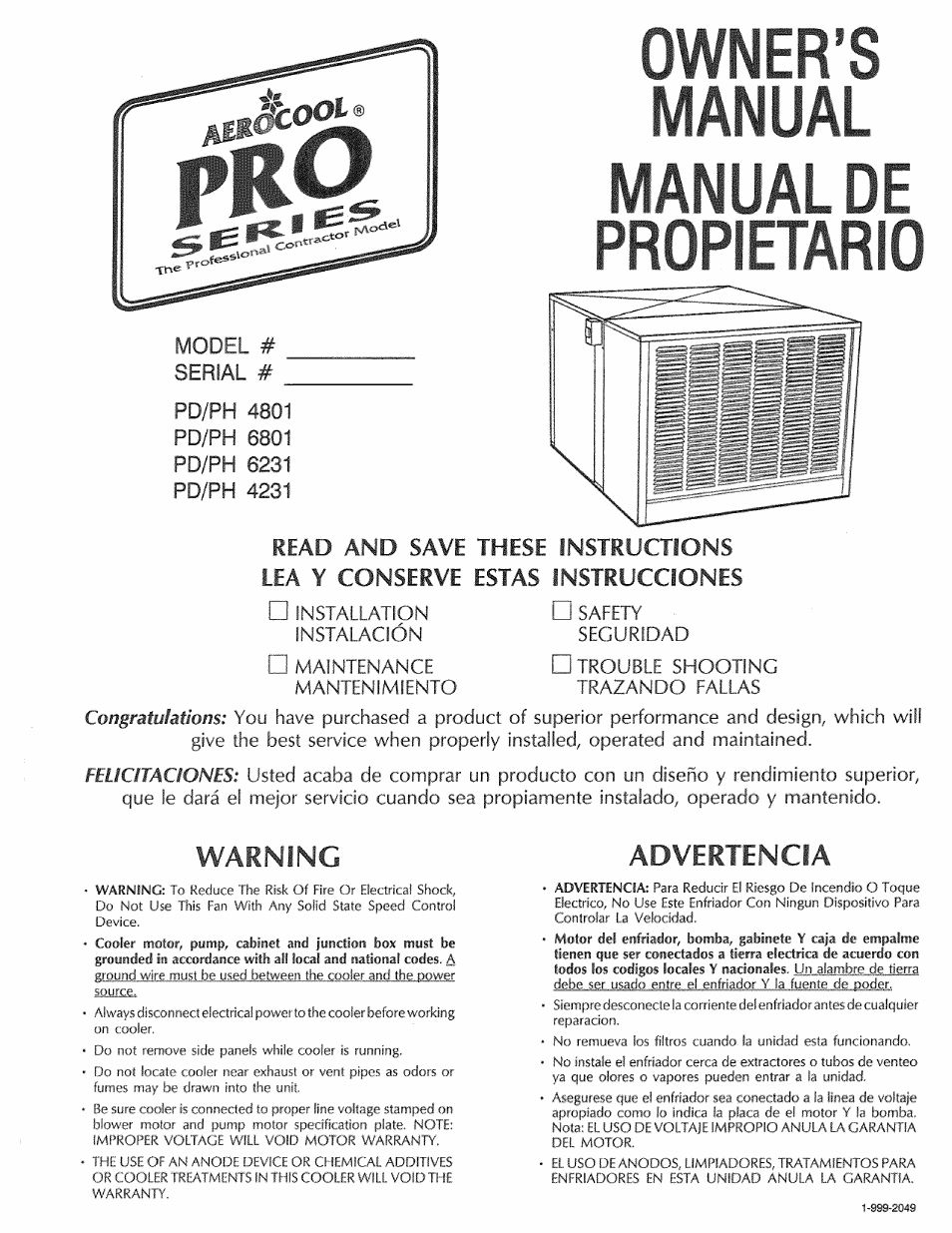 Sears AeroCool PD6231 User Manual | 11 pages