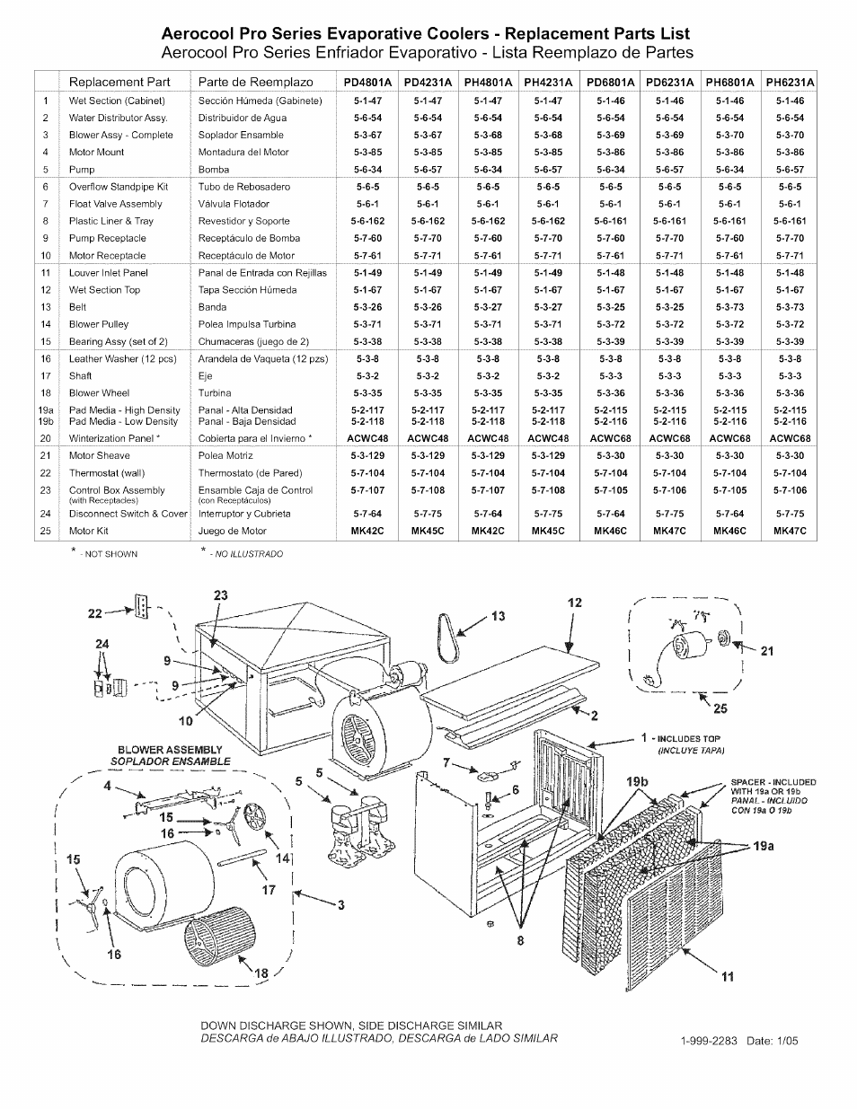 Panal-(ncluido con 19, 0 19b, Replacement part parte de reemplazo | Sears AeroCool PD6231 User Manual | Page 11 / 11