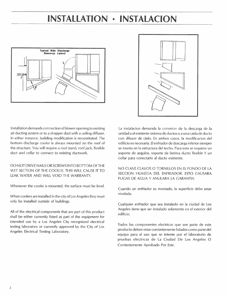 Installation • instalacion | Sears AeroCool PD6231 User Manual | Page 2 / 11