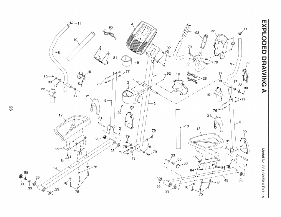 Exploded drawing a | Sears 831.23953.0 User Manual | Page 26 / 28