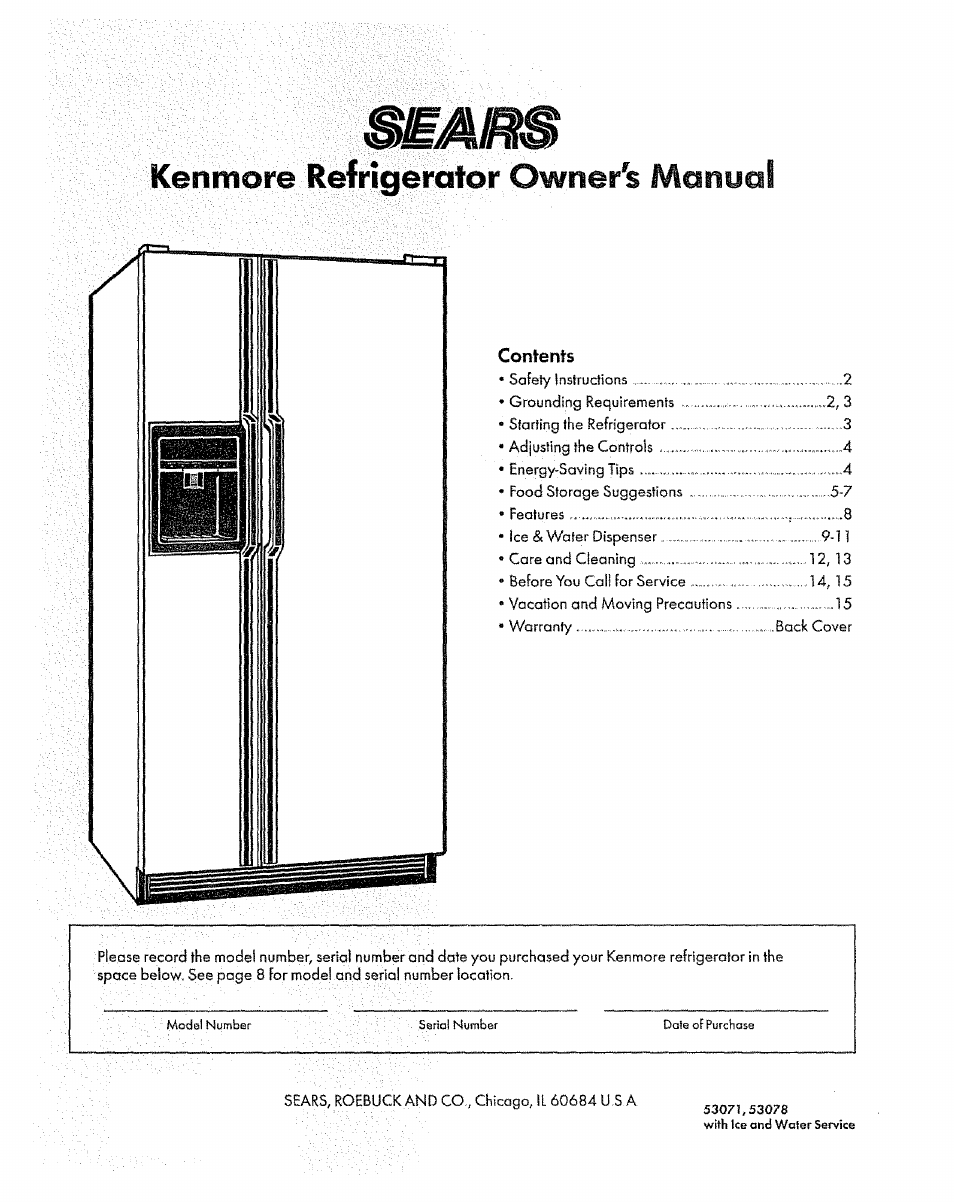 Sears 53071 User Manual | 16 pages