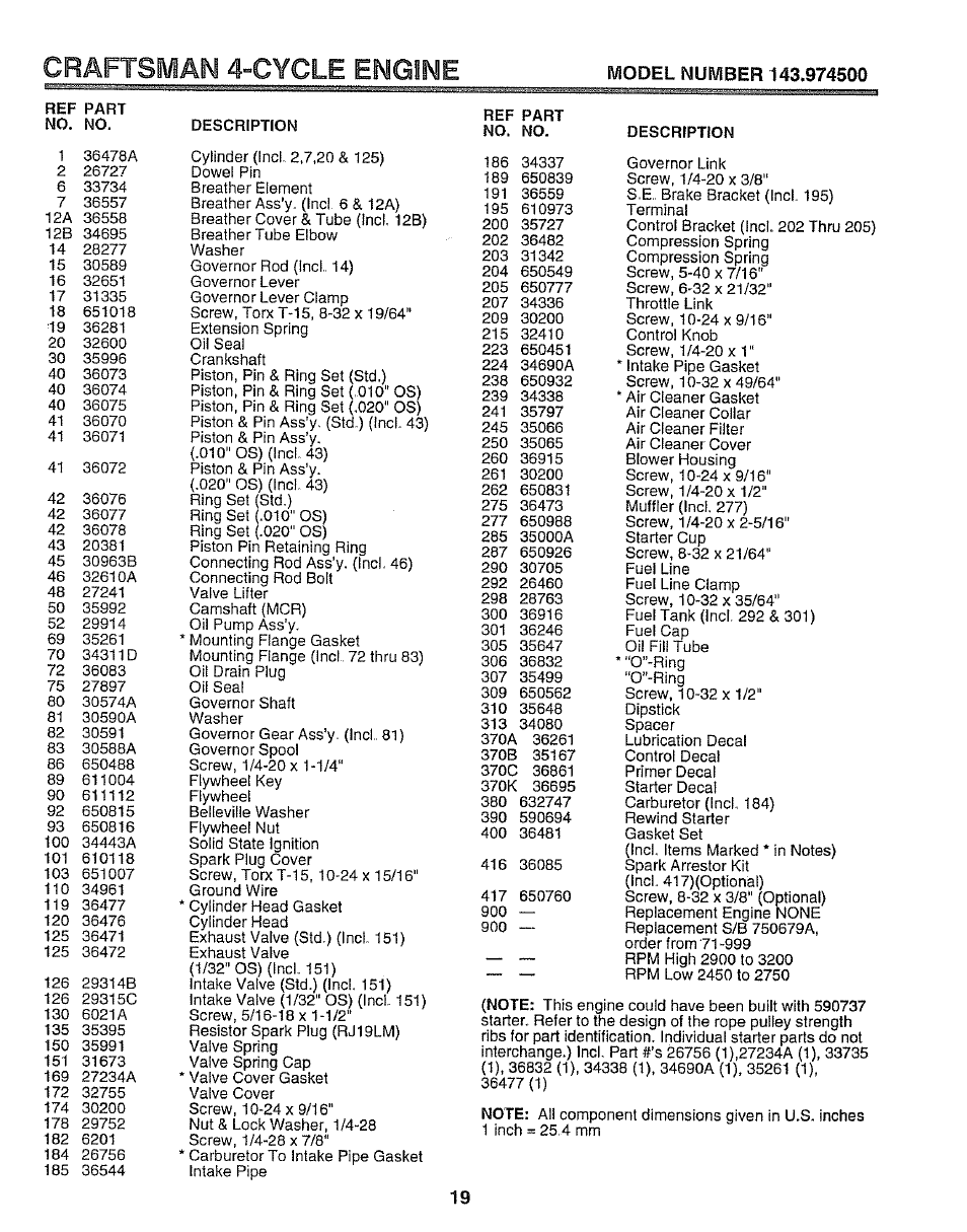 Craftsman 4-cycle engine | Sears EZ3 917.38713 User Manual | Page 19 / 22