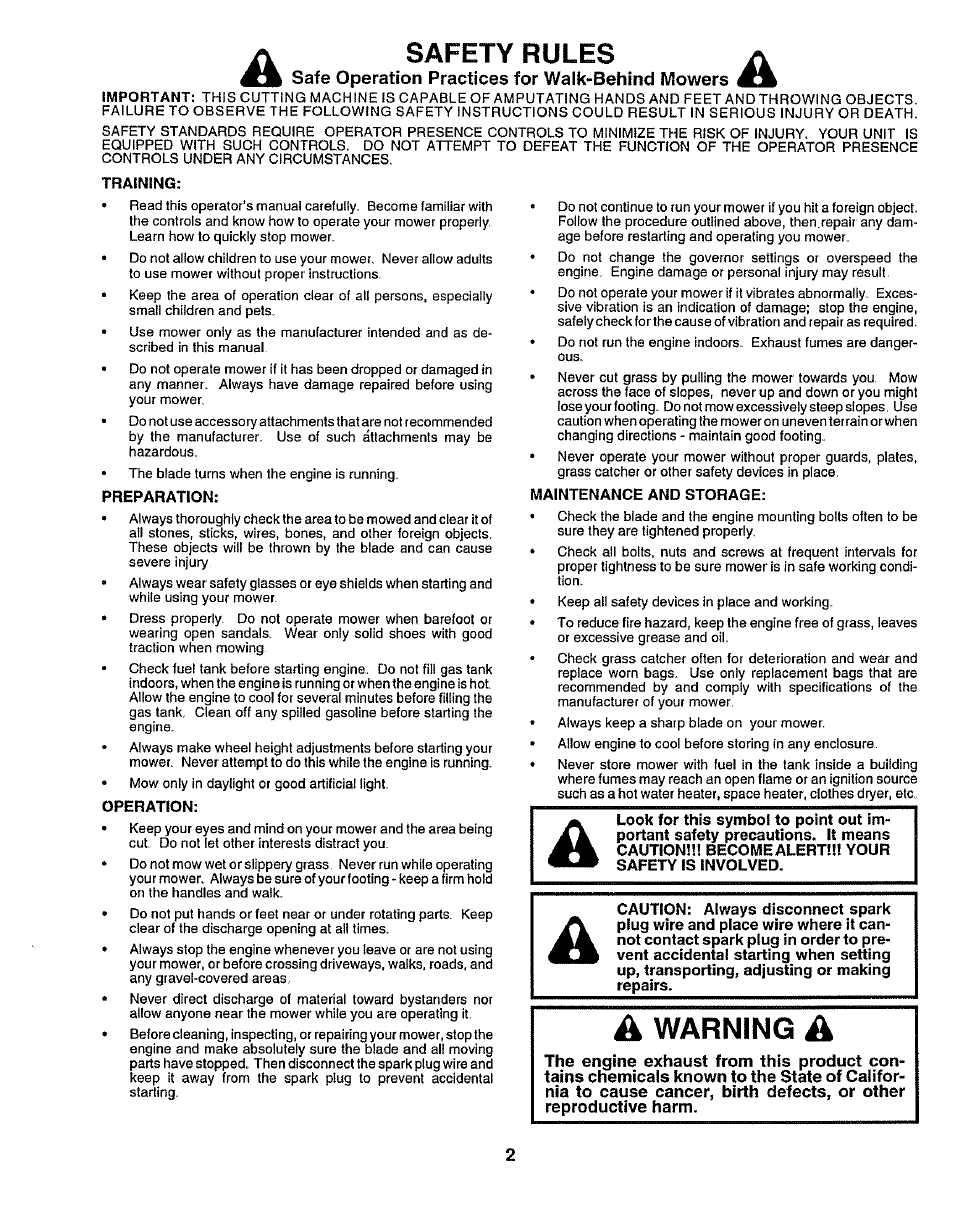 Safety rules, A warning a | Sears EZ3 917.38713 User Manual | Page 2 / 22