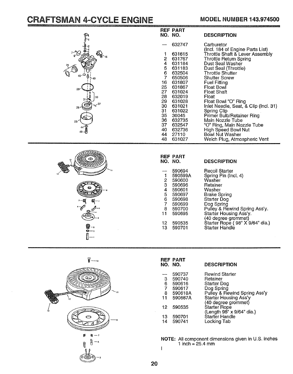 Craftsman 4-cycle engine | Sears EZ3 917.38713 User Manual | Page 20 / 22