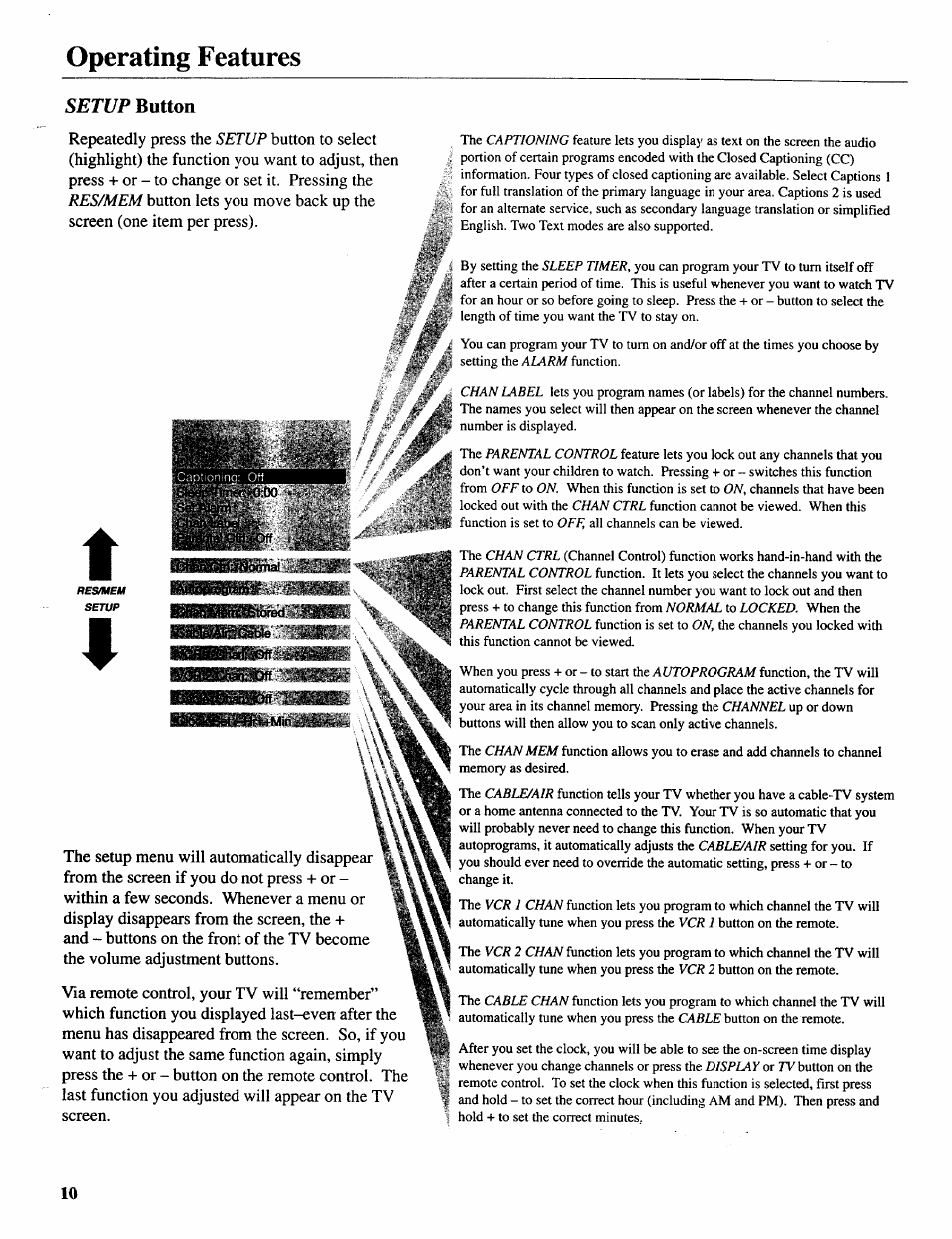 Operating features | Sears 274.4392839 User Manual | Page 11 / 39