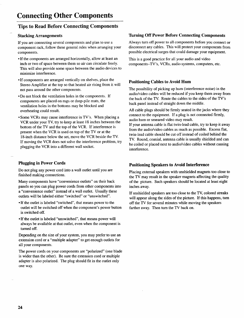 Tips to read before connecting components, Connecting other components | Sears 274.4392839 User Manual | Page 25 / 39