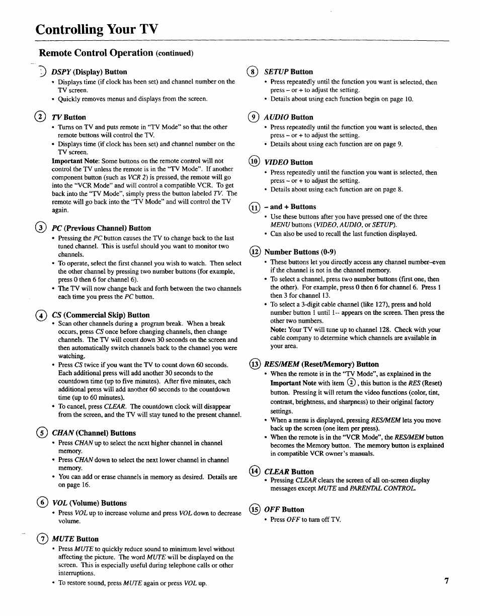 Controlling your tv, Remote control operation | Sears 274.4392839 User Manual | Page 8 / 39