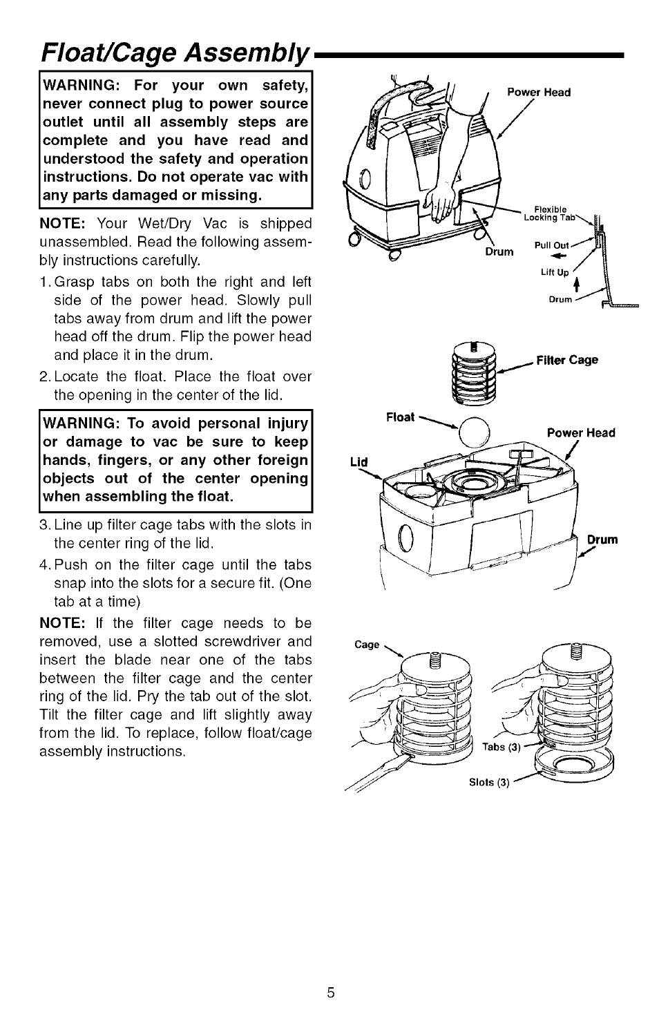 Float/cage assembly | Sears 113.177571 User Manual | Page 5 / 12