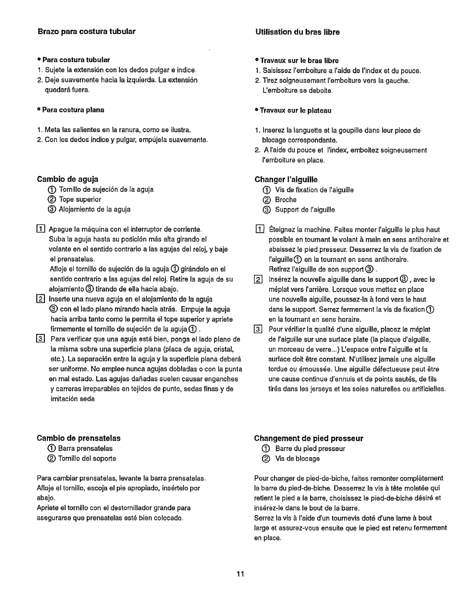 Cambio de aguja, Changer i'aigullie, Cambio d@ protisstolas | Changement de pied presseur | Sears 38512102 User Manual | Page 19 / 69