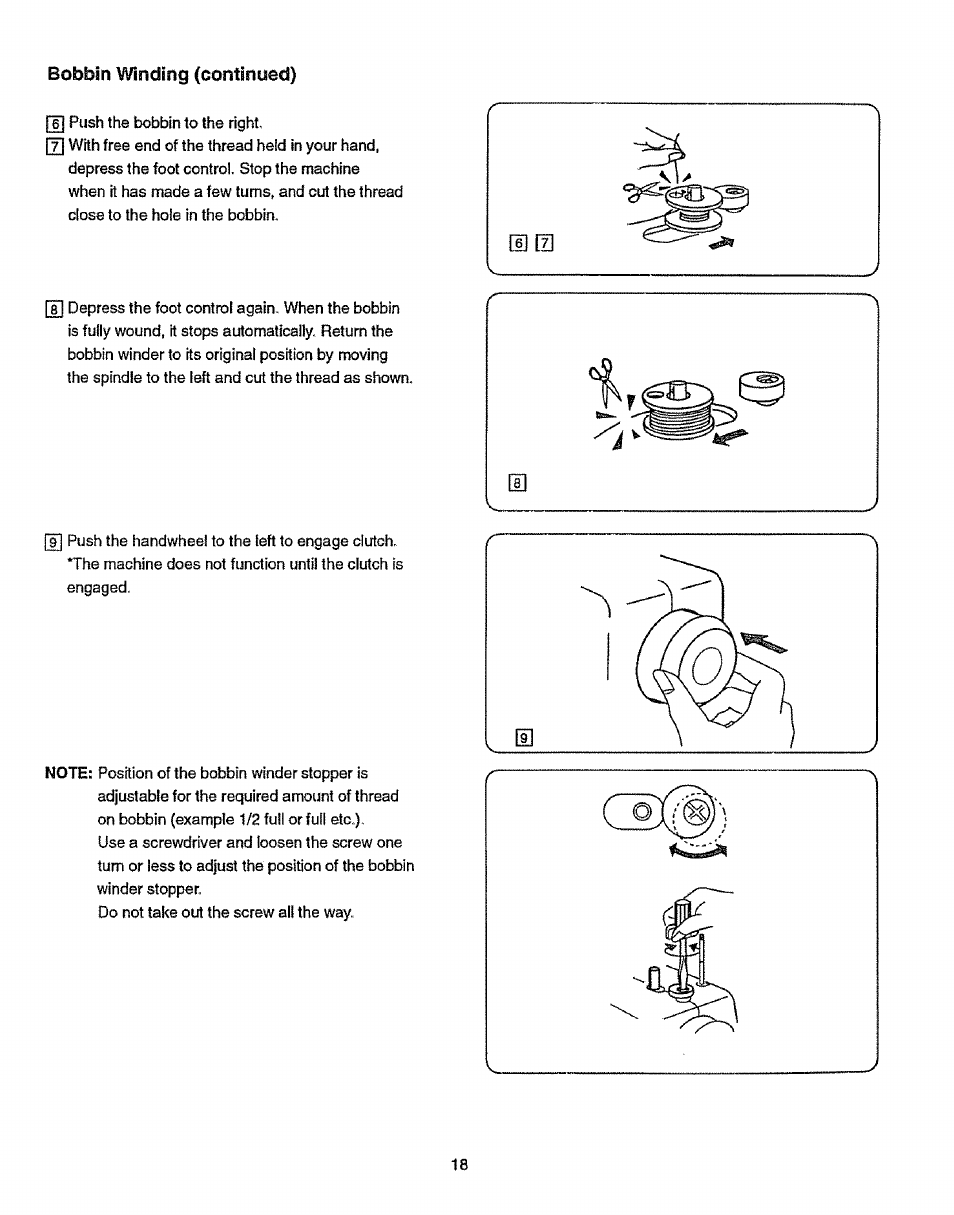 Bobbin winding (continued) | Sears 38512102 User Manual | Page 26 / 69