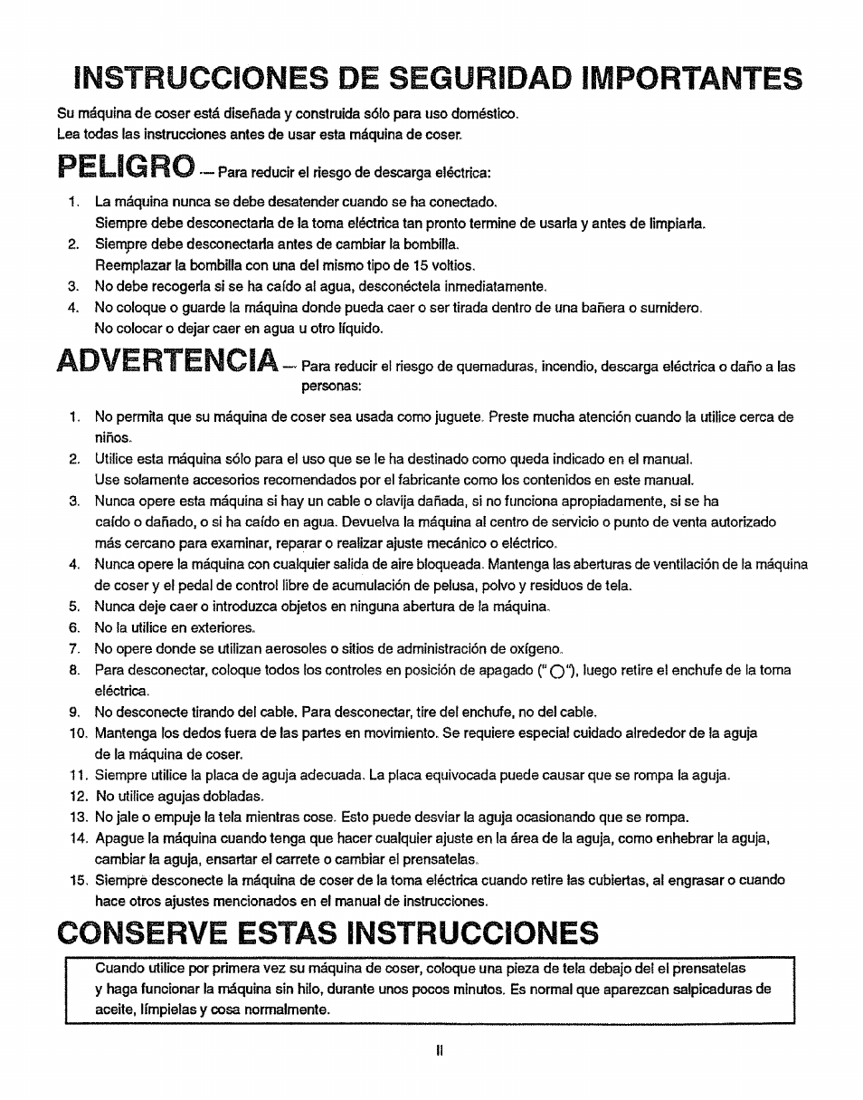 Instrucciones de seguridad importantes, Peligro, Advertencia | Conserve estas instrucciones | Sears 38512102 User Manual | Page 3 / 69