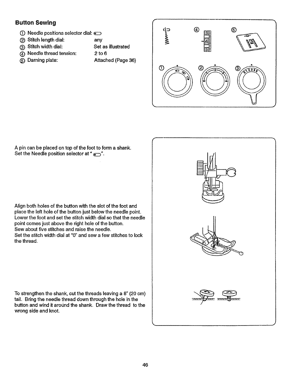 Bytton sewing, Button sewing | Sears 38512102 User Manual | Page 54 / 69