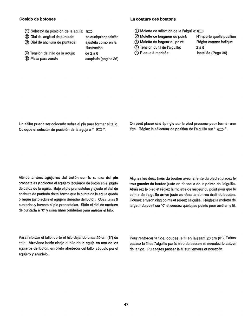 Cosido de botones le couture des boutons | Sears 38512102 User Manual | Page 55 / 69