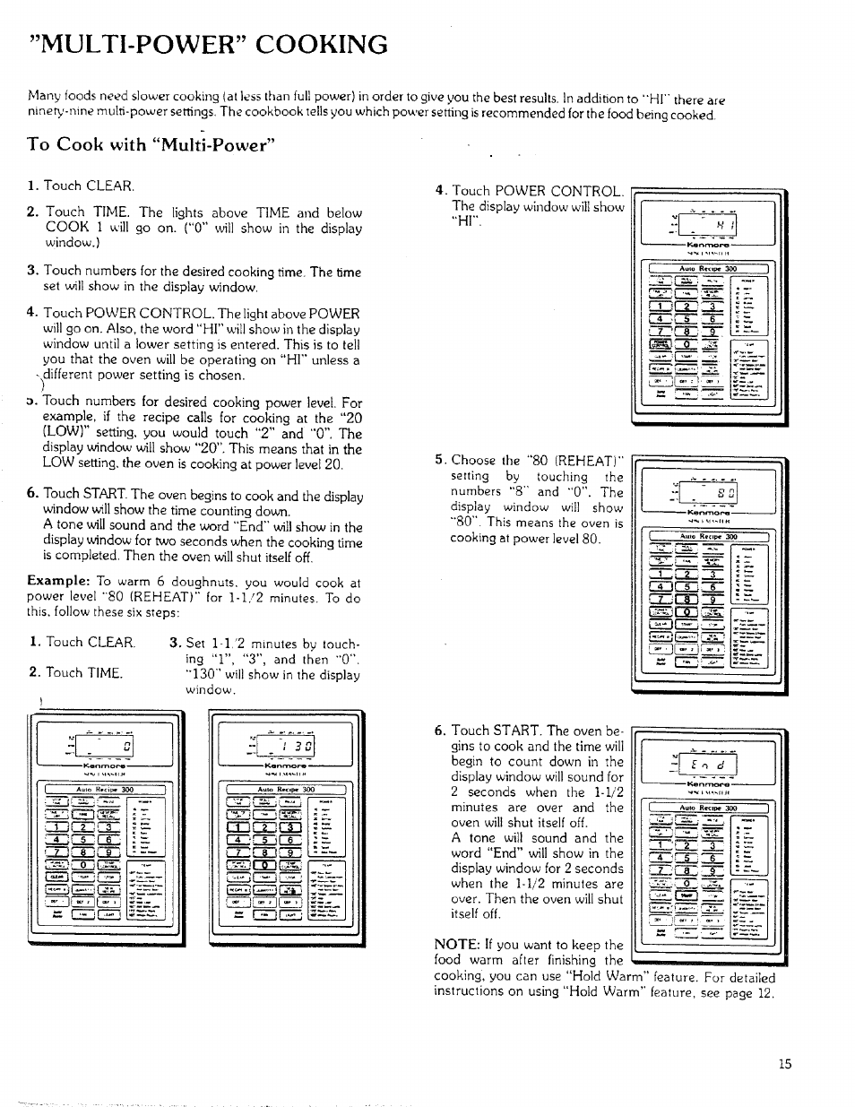 To cook with “multi-power, Multi-power” cooking | Sears 85951 User Manual | Page 15 / 40