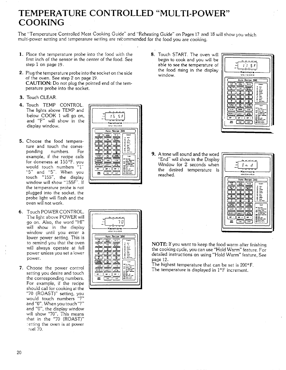 Temperature controlled “multi-power” cooking, Rnmm i s | Sears 85951 User Manual | Page 20 / 40