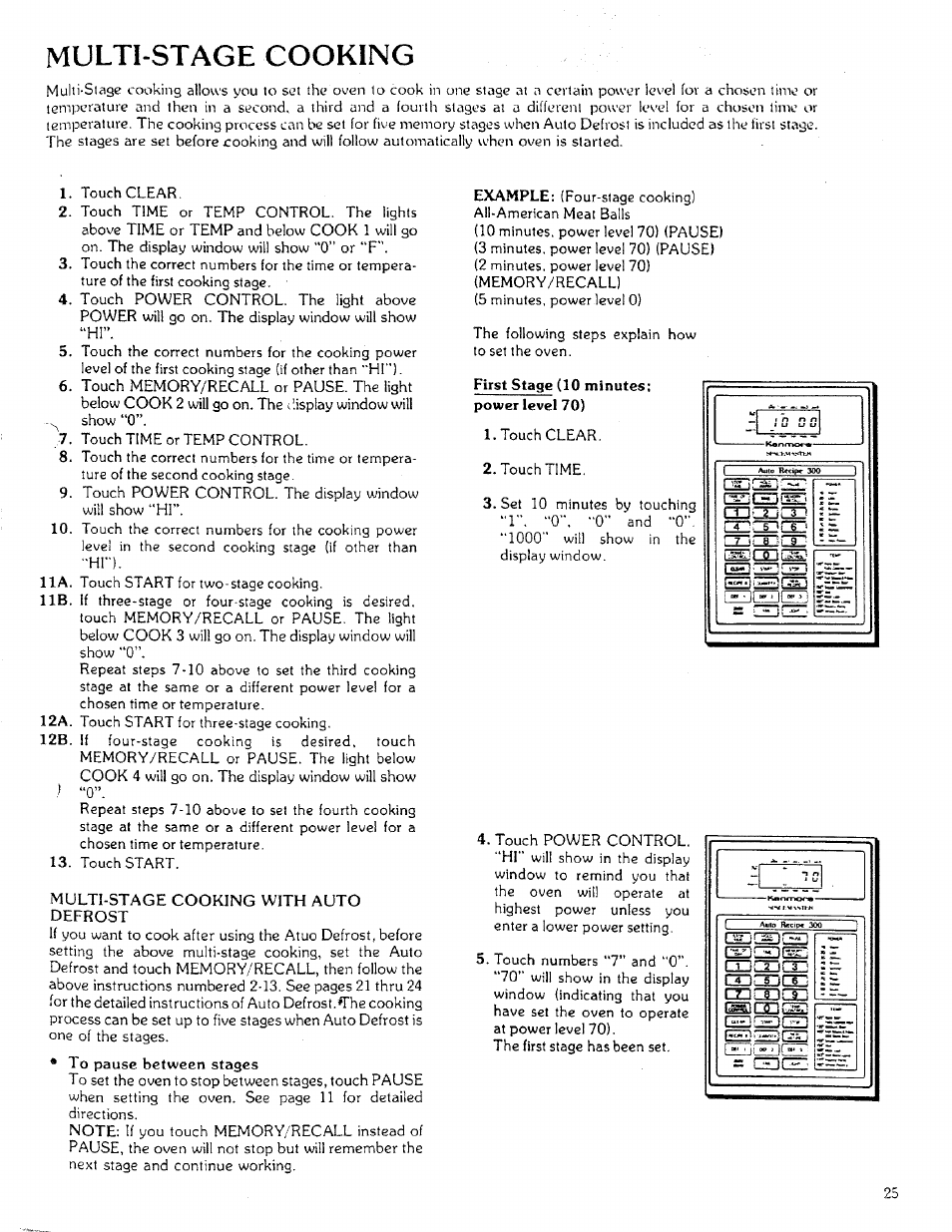 Multi stage cooking, Multi-stage cooking —26 | Sears 85951 User Manual | Page 25 / 40