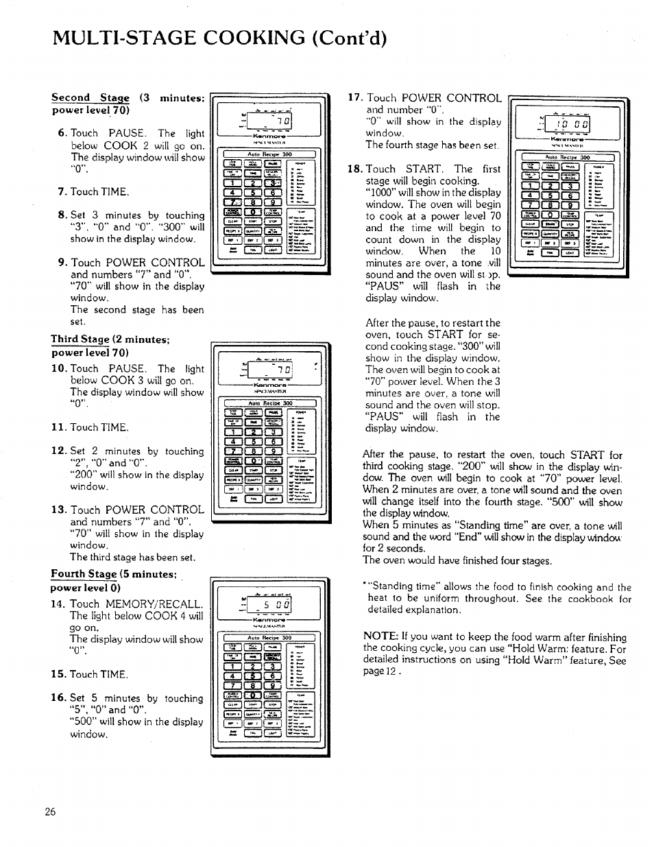 Multi-stage cooking (cont’d) | Sears 85951 User Manual | Page 26 / 40