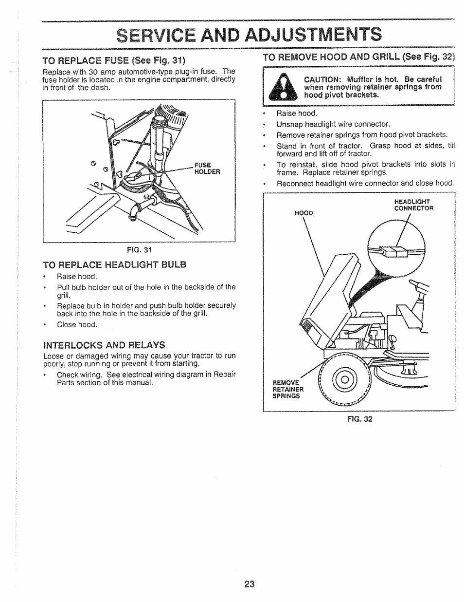 Service and adjustments | Sears 917.25559 User Manual | Page 23 / 52