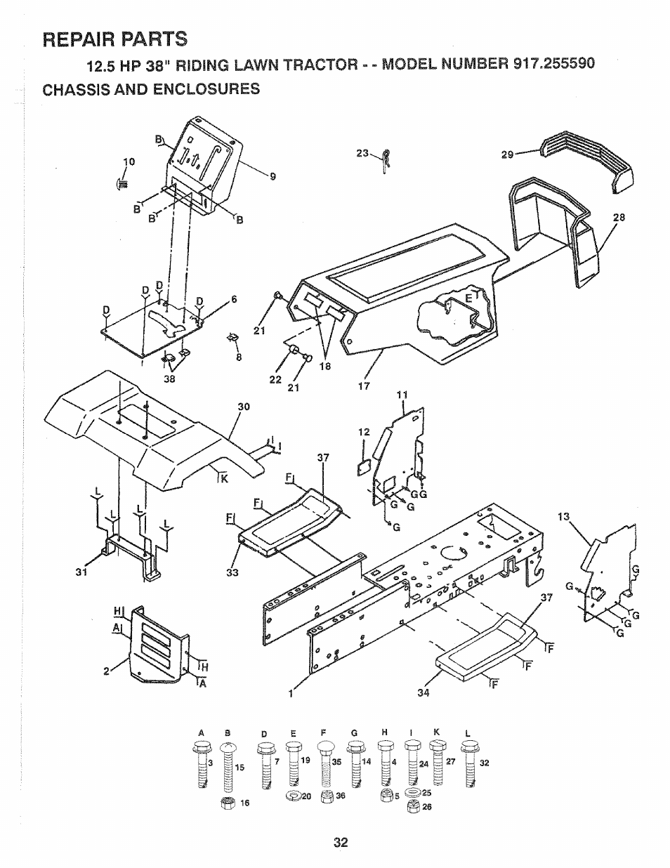 Repair parts | Sears 917.25559 User Manual | Page 32 / 52