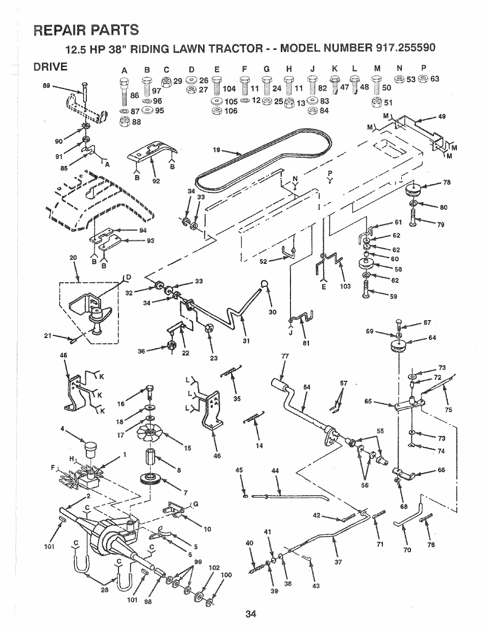 Repair parts | Sears 917.25559 User Manual | Page 34 / 52