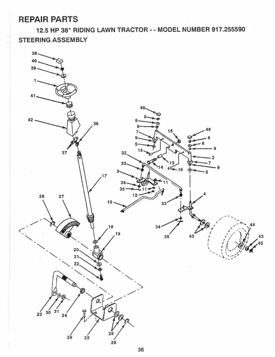 Repair parts | Sears 917.25559 User Manual | Page 36 / 52