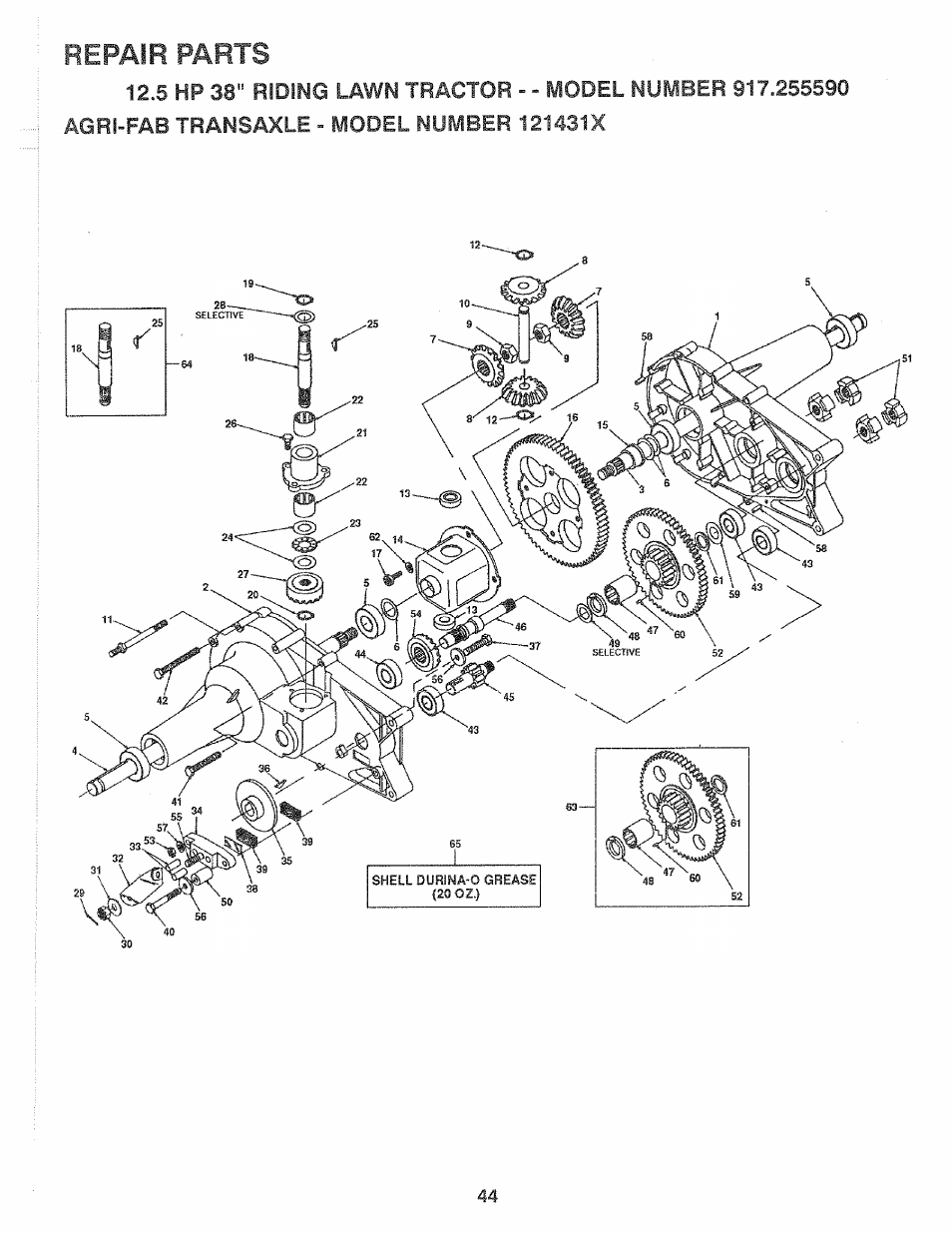 Repair parts | Sears 917.25559 User Manual | Page 44 / 52