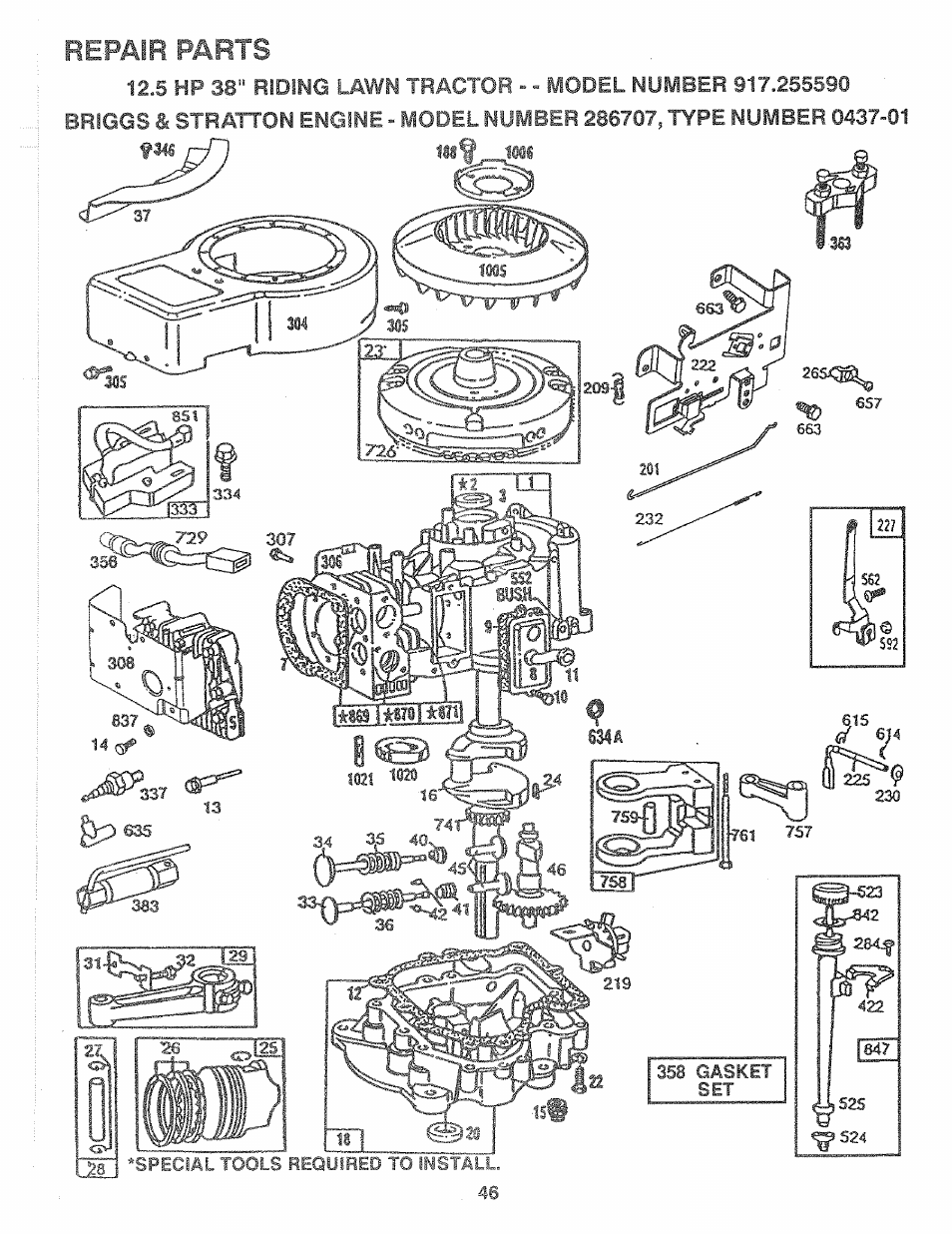Repair parts | Sears 917.25559 User Manual | Page 46 / 52