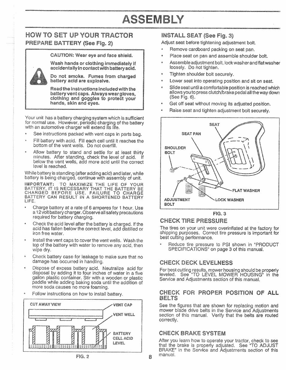 Assembly, How to set up your tractor | Sears 917.25559 User Manual | Page 8 / 52