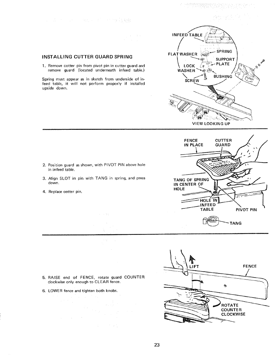 Installing cutter guard spring | Sears 113.206931 User Manual | Page 23 / 32