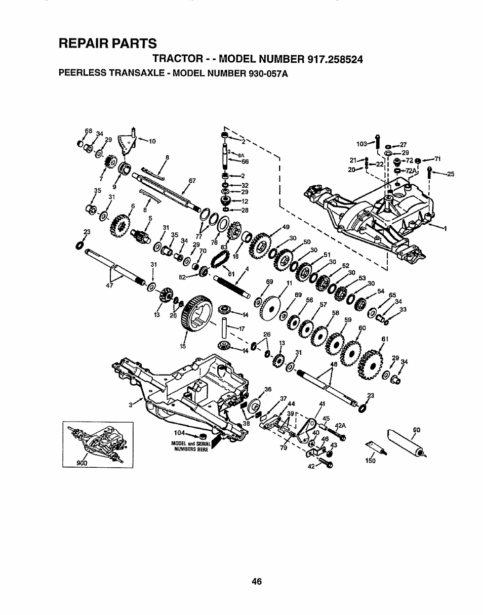 Repair parts | Sears 917.258524 User Manual | Page 46 / 56