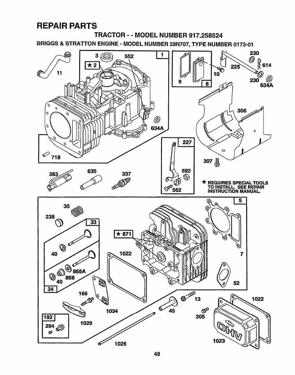 Tractor - - model number 917.258524 | Sears 917.258524 User Manual | Page 48 / 56