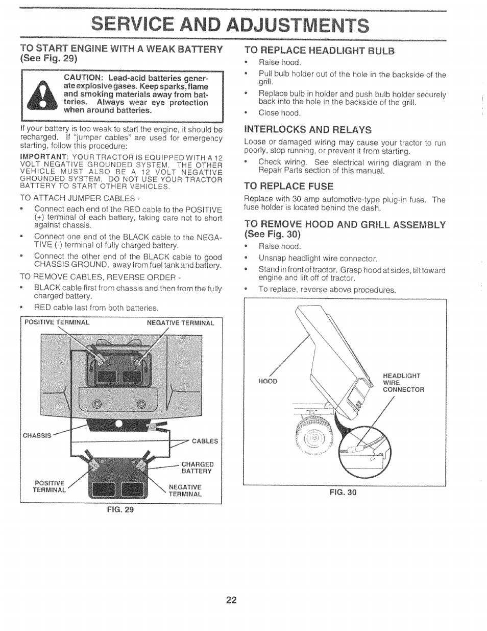 Service and adjustments, Interlocks and relays | Sears 917.25759 User Manual | Page 22 / 29