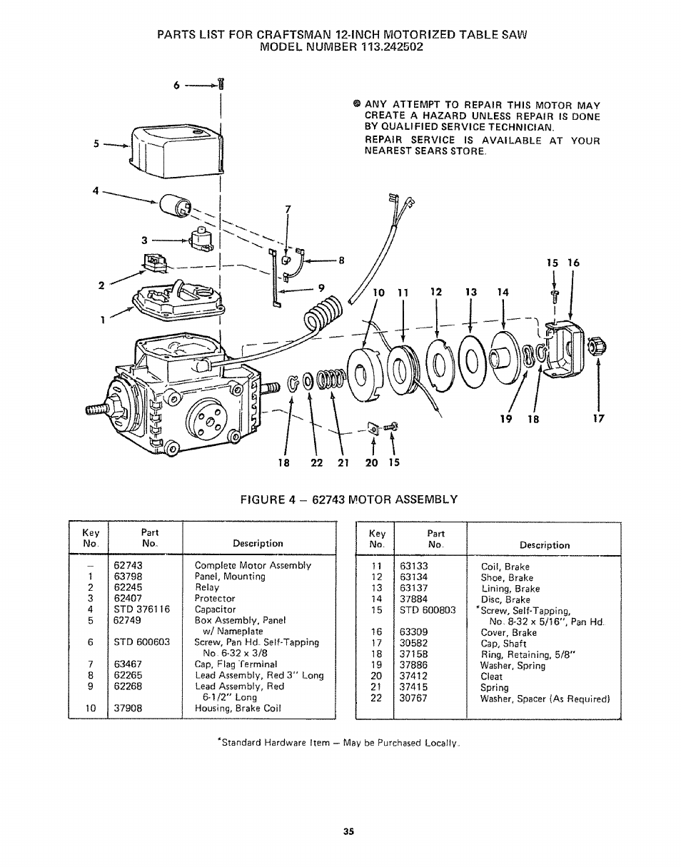 Sears 113242502 User Manual | Page 35 / 40
