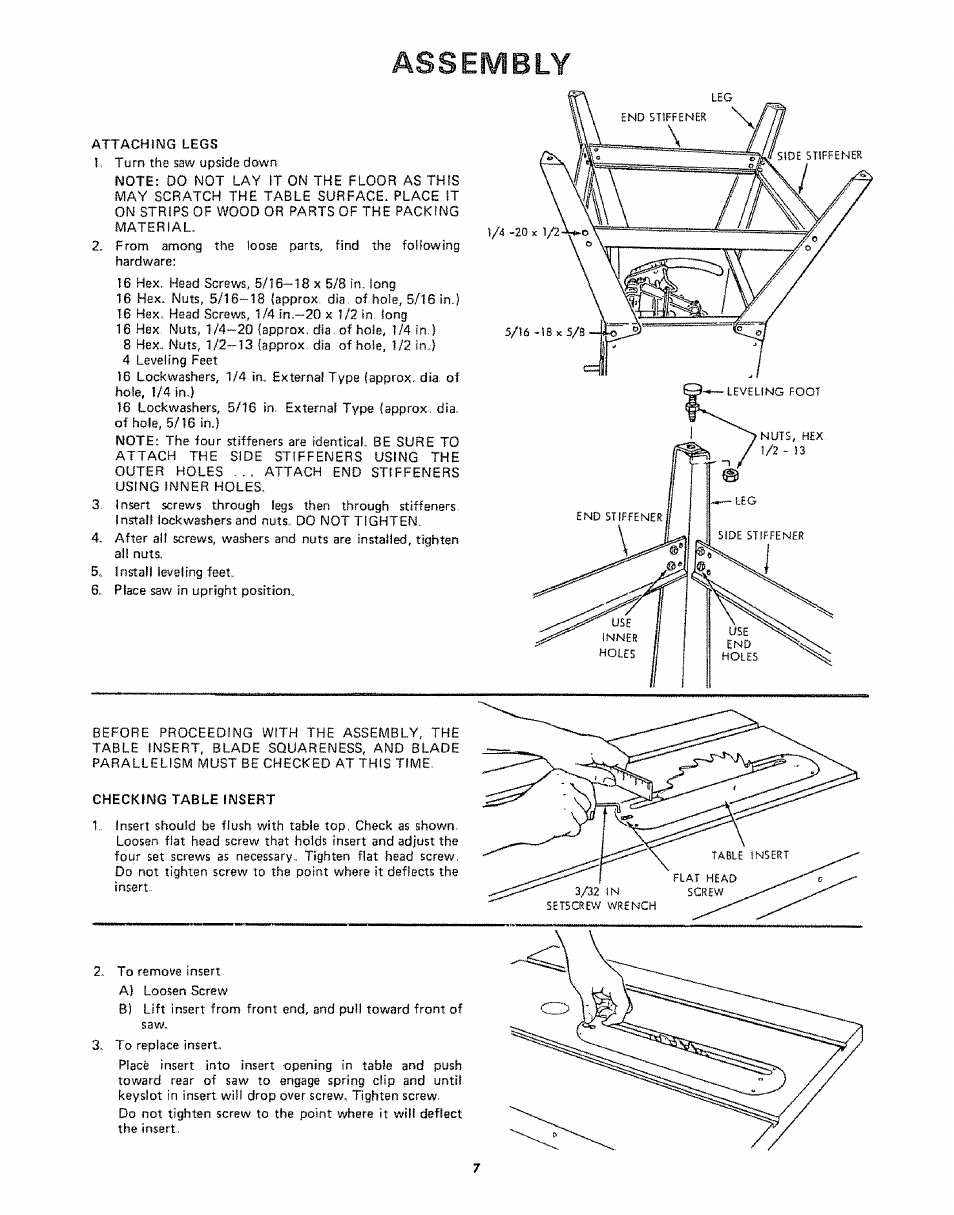 Assembly | Sears 113242502 User Manual | Page 7 / 40